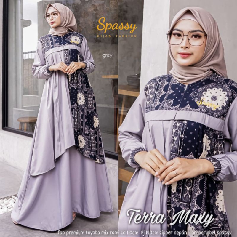 gamis muslimah Terra maxy polos terbaru by spassy original