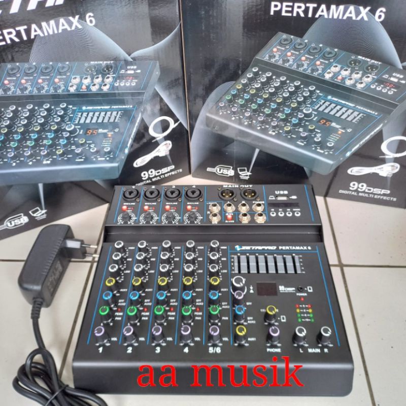 MIXER ZETAPRO PERTAMAX 6 USB OUDIO INTERFACE BLUETOOTH DAN USB MP3 ORIGINAL