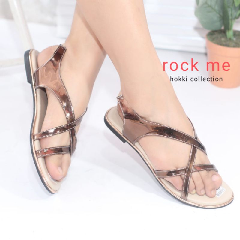 Sandal tali wanita gold premium