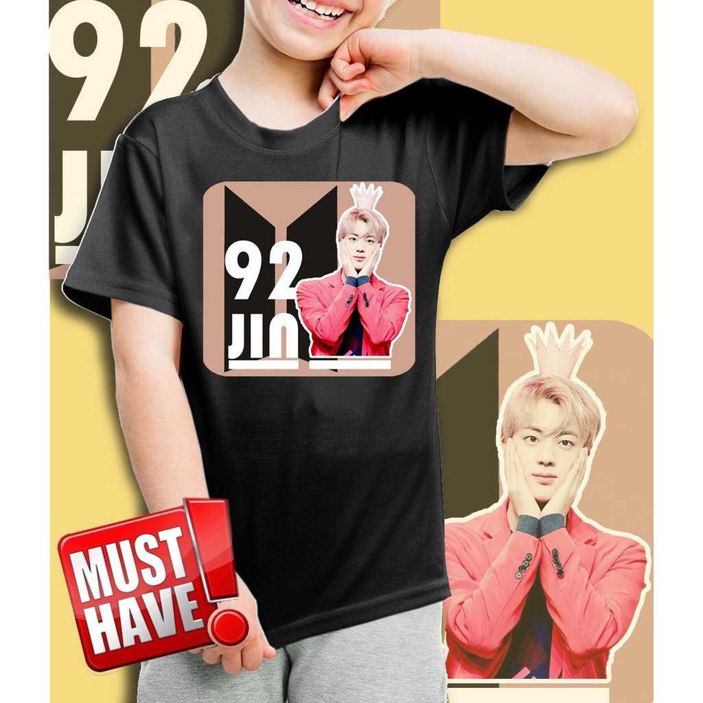 Kaos/baju anak BTS - 92 JIN - 001 (size anak 1 - 10 tahun)