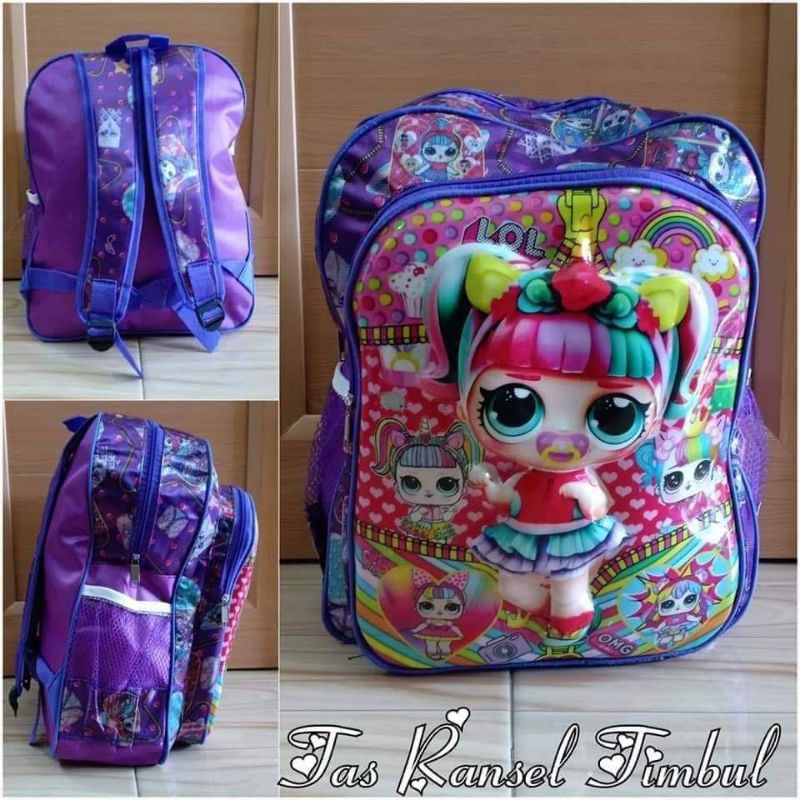 backpack impor timbul nyala tas sekolah anak TK &amp; SD size besar premium by zellshop