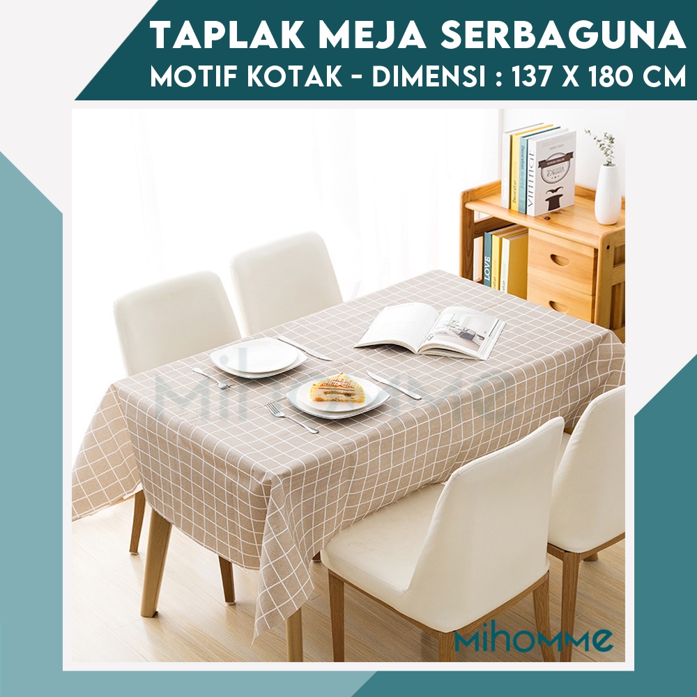 Taplak Meja Makan Serbaguna Penutup Meja Table Cloth Anti Air Kotak