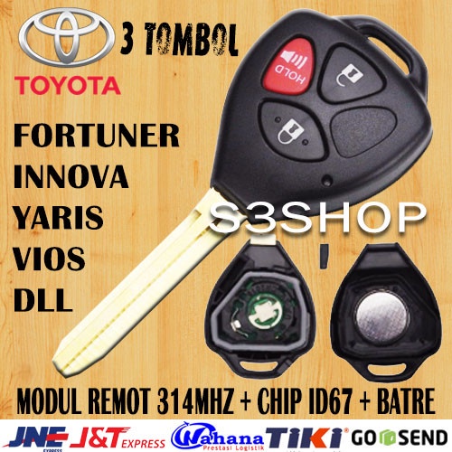 Remote Kunci Chip Transponder Remote PCB Toyota Yaris Fortuner Innova