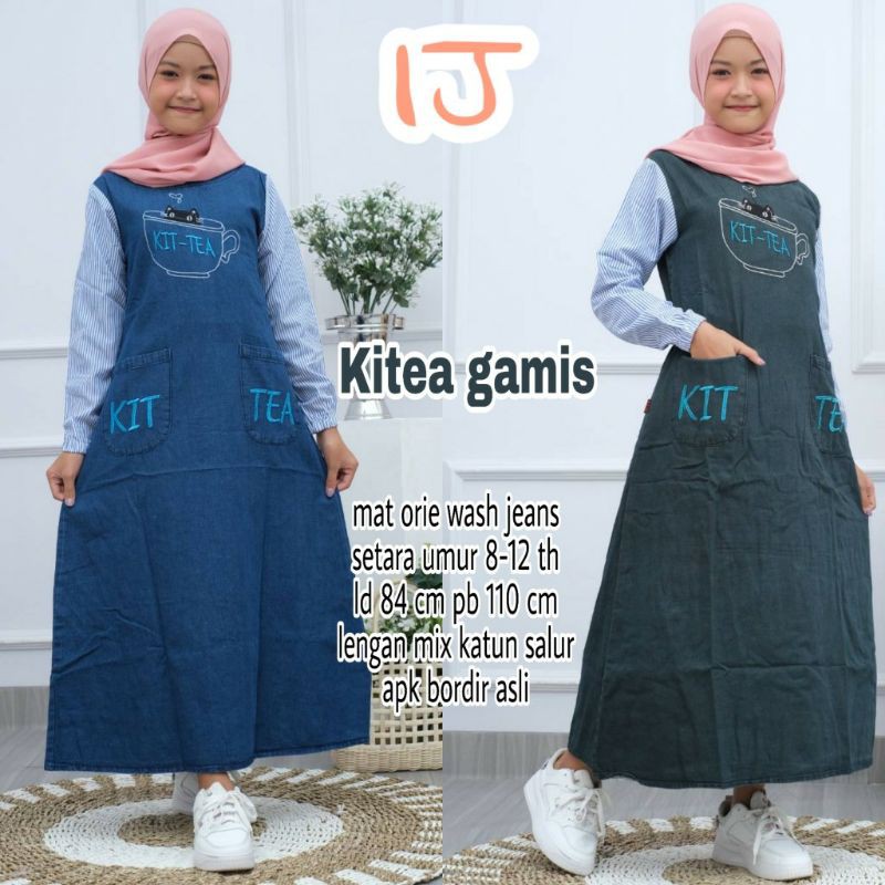 Gamis Jeans Anak Perempuan Tanggung Setara Umur 8-11 tahun Kit Tea