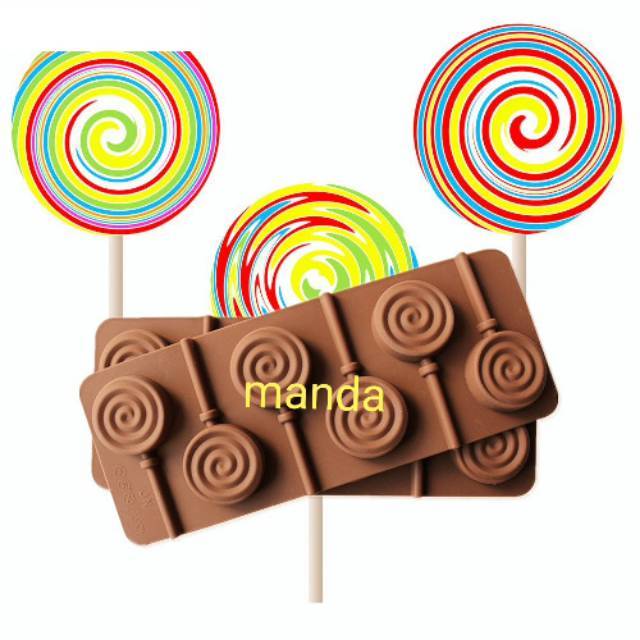 Cetakan silikon coklat permen lolipop bulat bundar