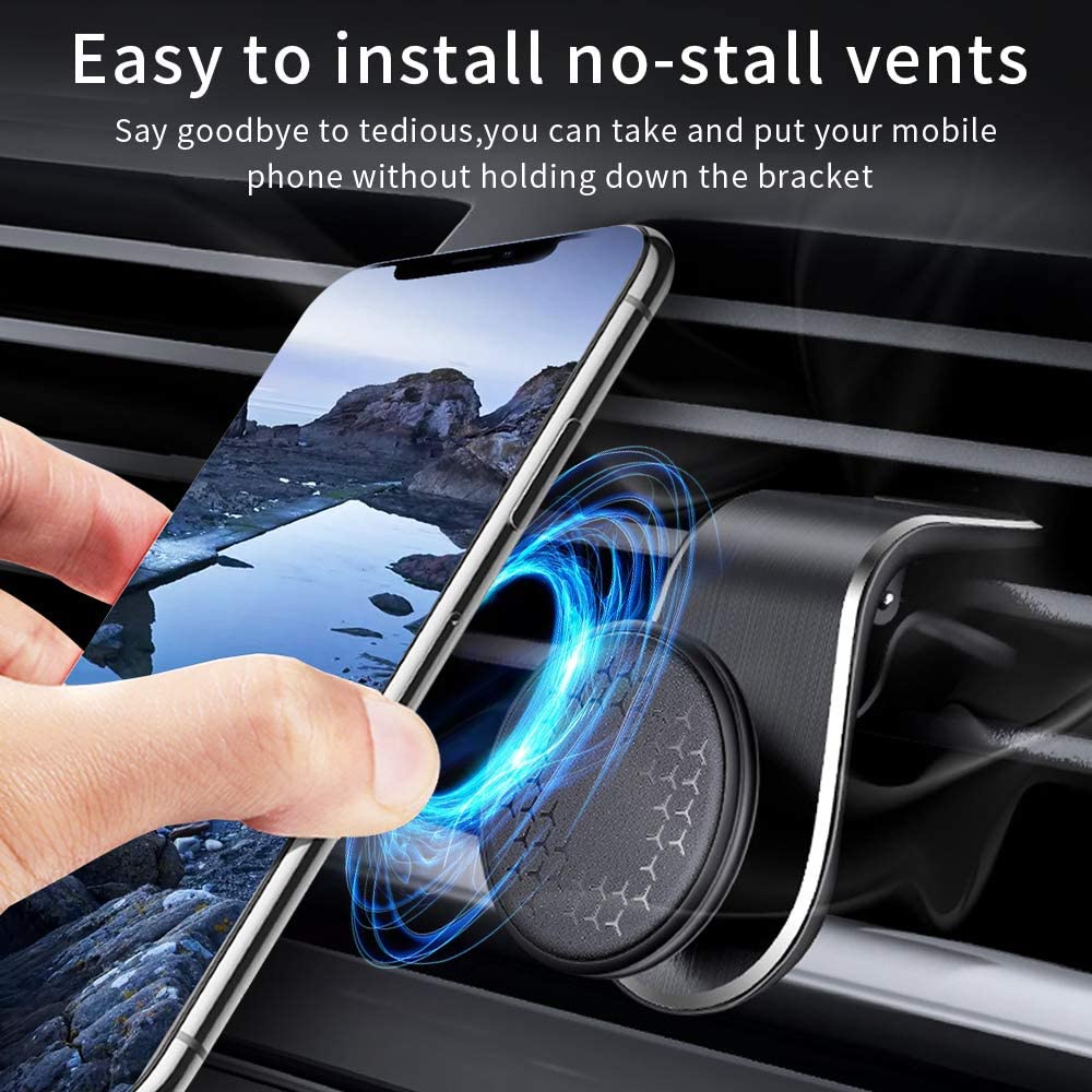 Bracket Klip Stand Mount Ac Mobil Metal Magnetik Rotasi 360 ° Holder Handphone Xiaomi / GPS Universal