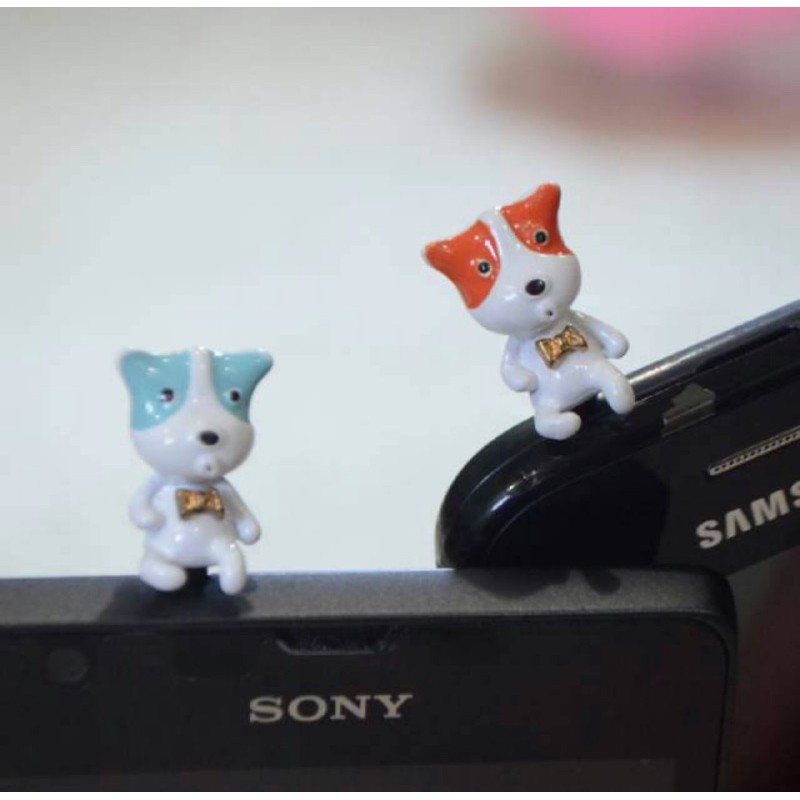 pluggy handphone dog aksesoris penutup lubang headset plug anjing puppy pluggy earcap