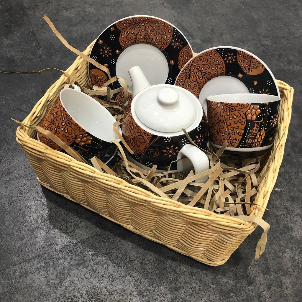 Batik Teko Set/Cangkir Set/Teko Set/Motif Batik/Gelas Batik/Gelas Minum/Cangkir/Minuman