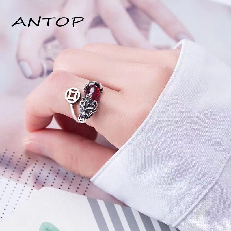 Cincin Model Terbuka Desain Fortune Gaya Retro Untuk Wanita