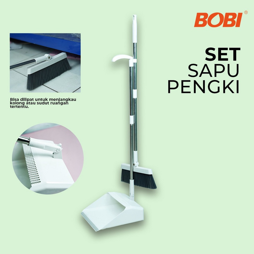 Set Sapu Pengki Panjang Alat Pembersih // Broom Set Dustpan // Sapu Pengki Set Merk BOBI - Warna dan motif Random