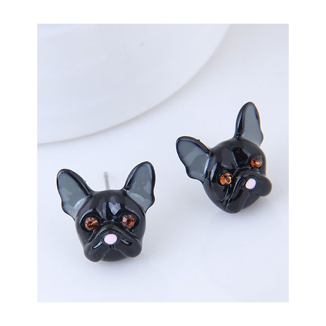 LRC Anting Tusuk Fashion Black Metal Black Dog Earrings A57437