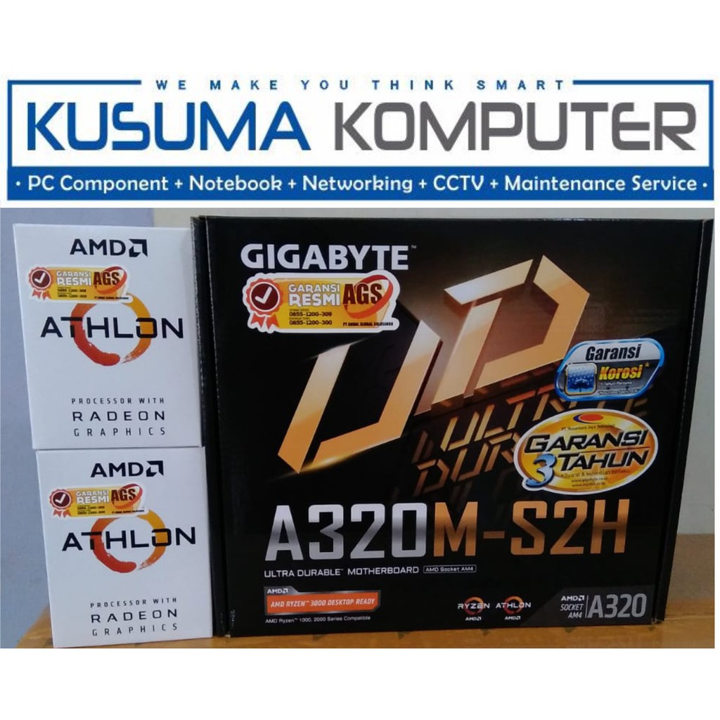 AMD Athlon 3000G + Gigabyte A320M S2H Paket Bundling Prosesor