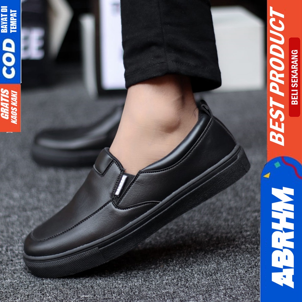 Abrhm Lubis - Sepatu Slip On Casual Pria Kerja Hitam