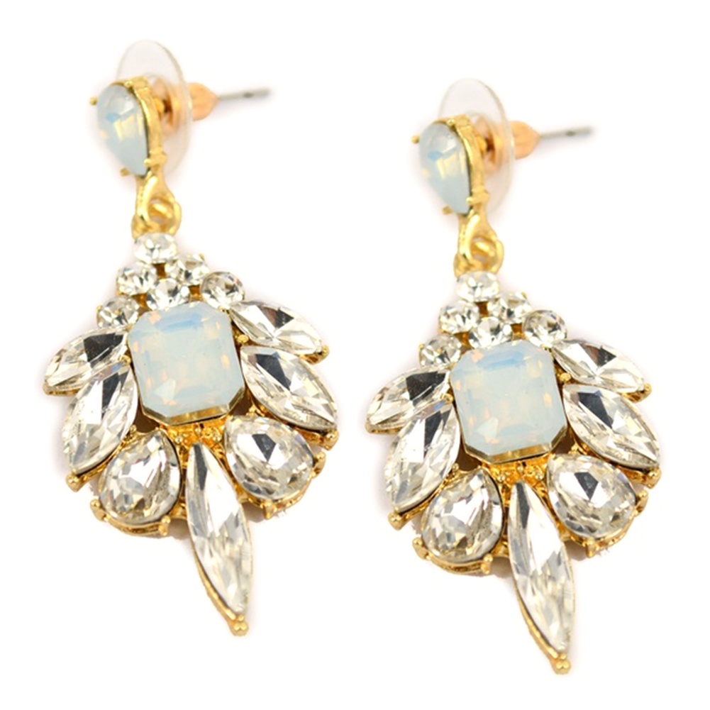 Hu Hu Hu Hu Hu Alat Bantu Pasang Kacamata♡ Anting Tusuk Wanita Bentuk Bunga Geometri Hias Berlian Imitasi Untuk Pesta