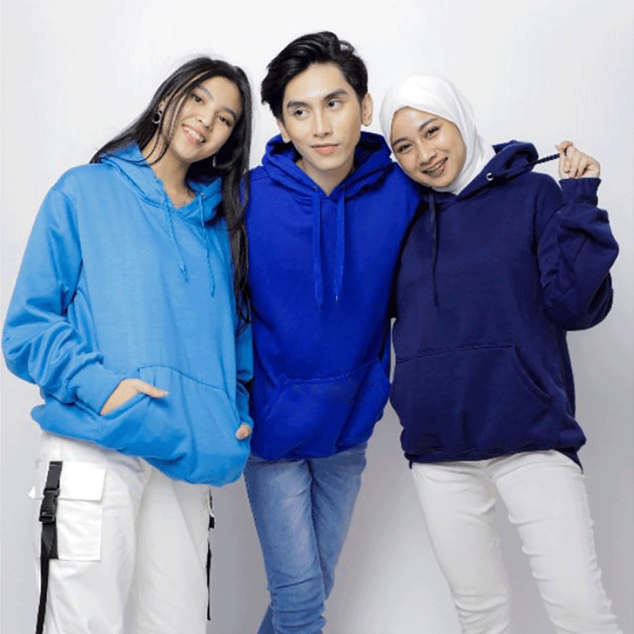 Parisdivarious Sweater Hoodie Jemper Basic Polos Oversize Bahan Fleece Size S - XXL (Pria &amp; Wanita)