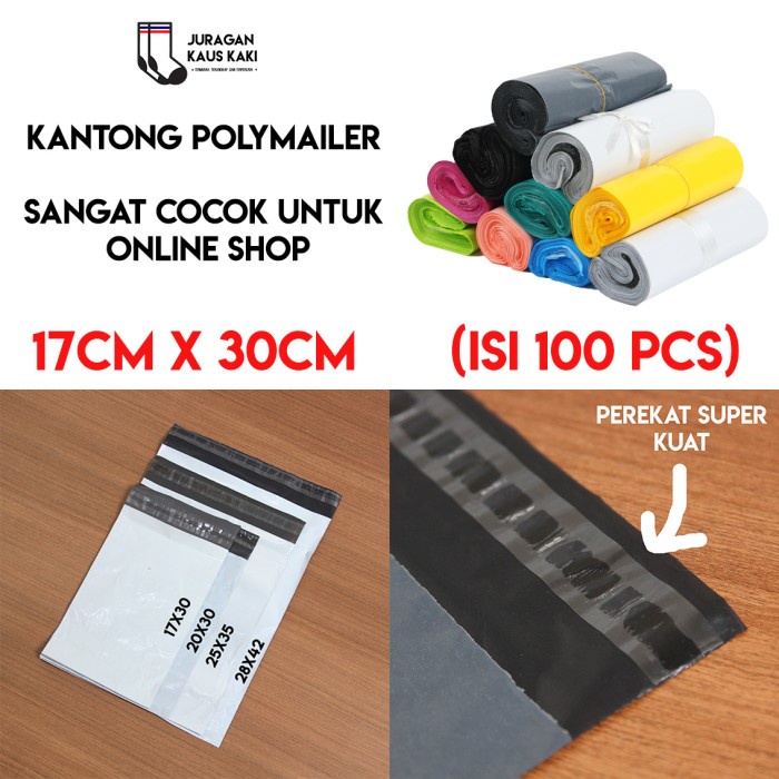 

MENYURAT-SURAT- PACKAGING PLASTIK POLYMAILER 17X30 AMPLOP KANTONG KEMASAN ISI 100 PCS - ABU-ABU,