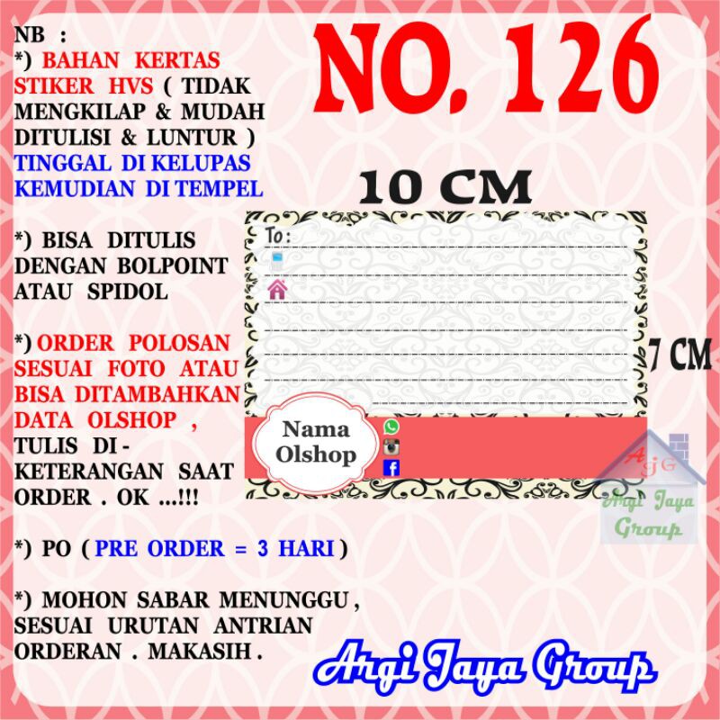 

Stiker HVS - Stiker Pengiriman - Sticker Alamat Olshop Murah Nomer 126-10x7cm