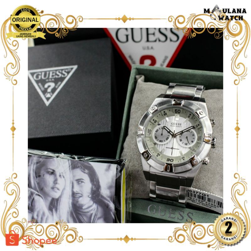 JAM TANGAN PRIA WANITA | RANTAI | KULIT | KARET | MURAH | PRIA GUESS W0377G1 ORIGINAL