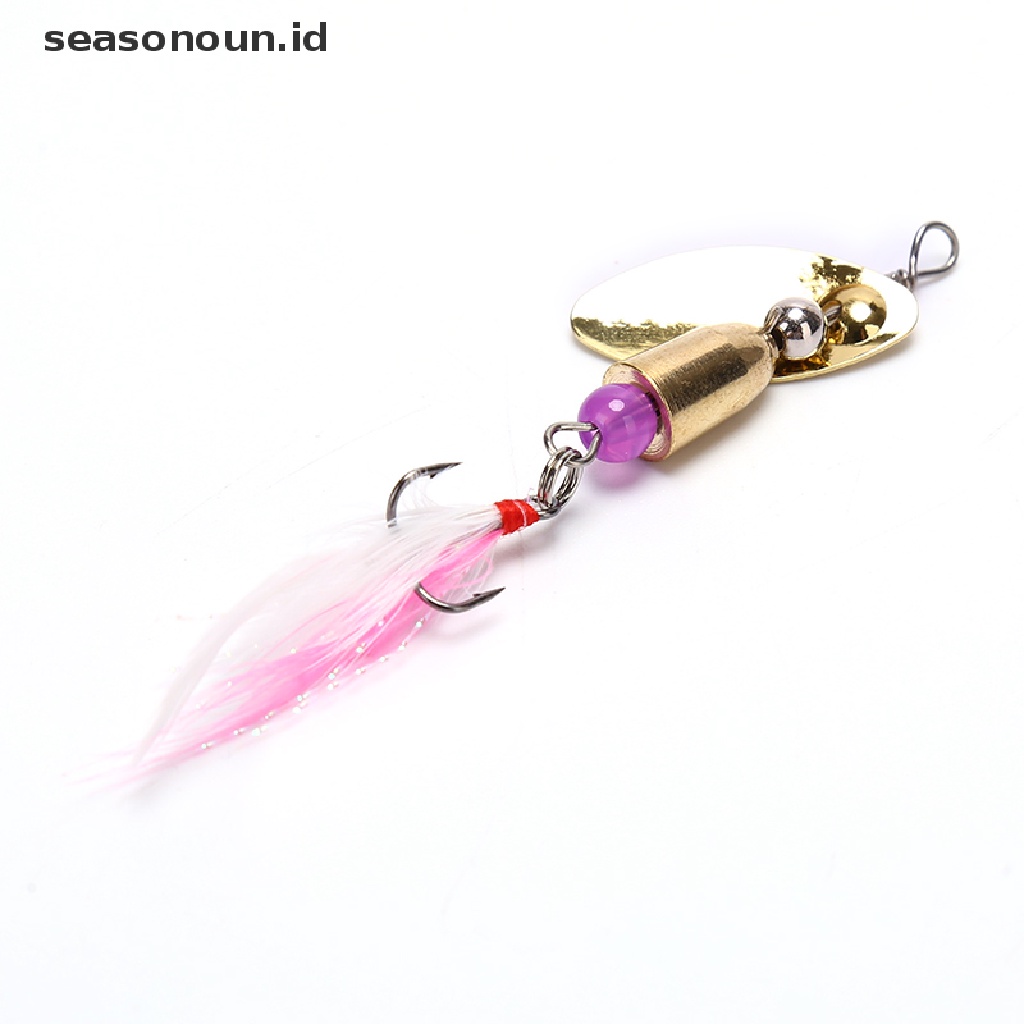 (seasonoun) Umpan Pancing Spinner Sequin Dengan Bulu