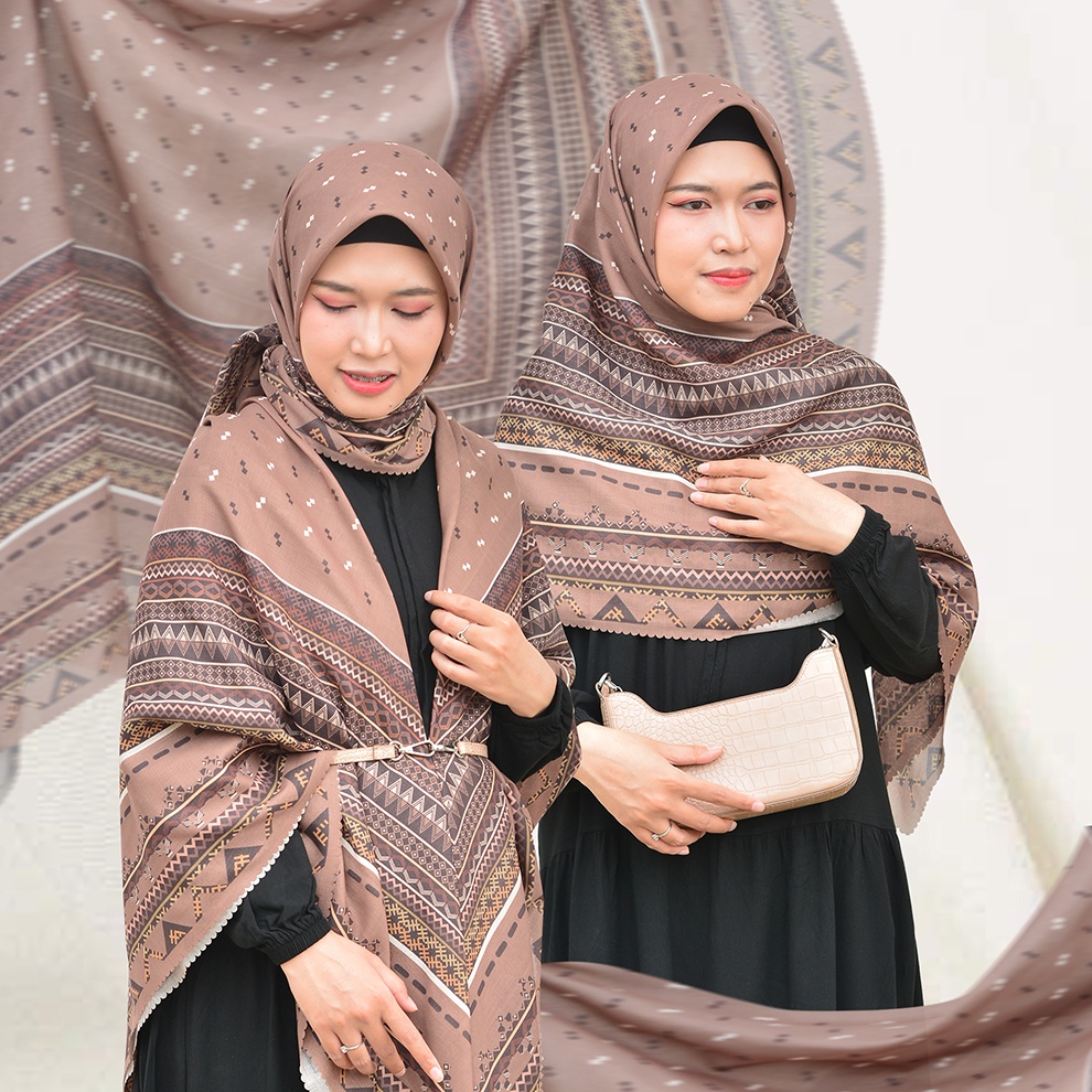 Hijab Jumbo | Kerudung Segi Empat Motif | Jilbab Syar'i Lunara Series