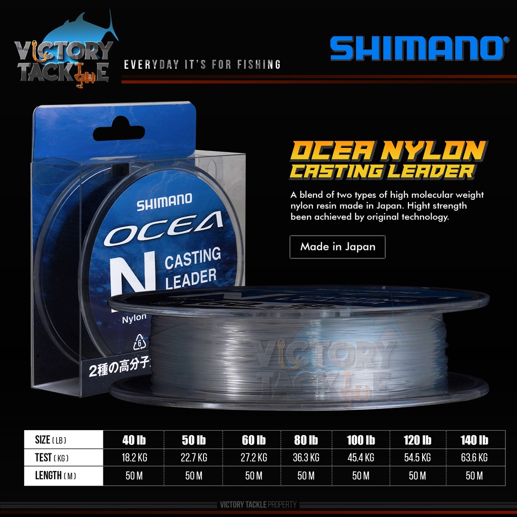 Senar Pancing Benang Leader SHIMANO OCEA NYLON CASTING LEADER 50 METER MADE IN JAPAN