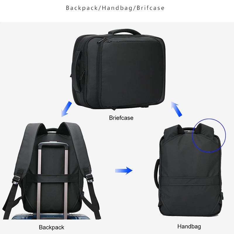 Tas Ransel Koper Laptop Backpack USB Charging Fit to Suitcase