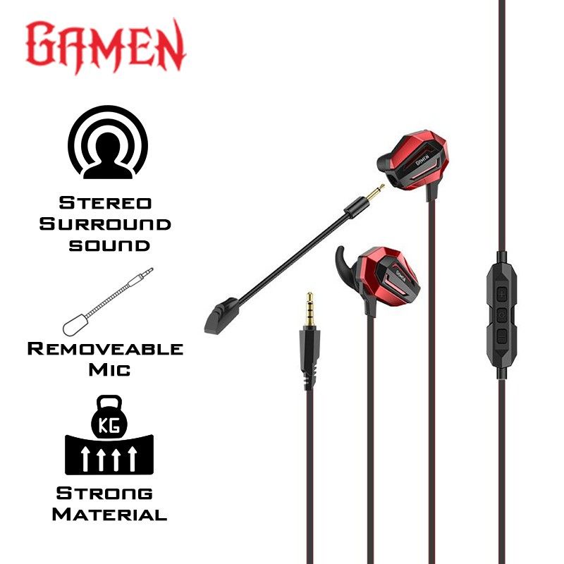 GAMEN GE100 Dual Microphone Virtual Stereo Surround Sound In-ear Gaming Headset