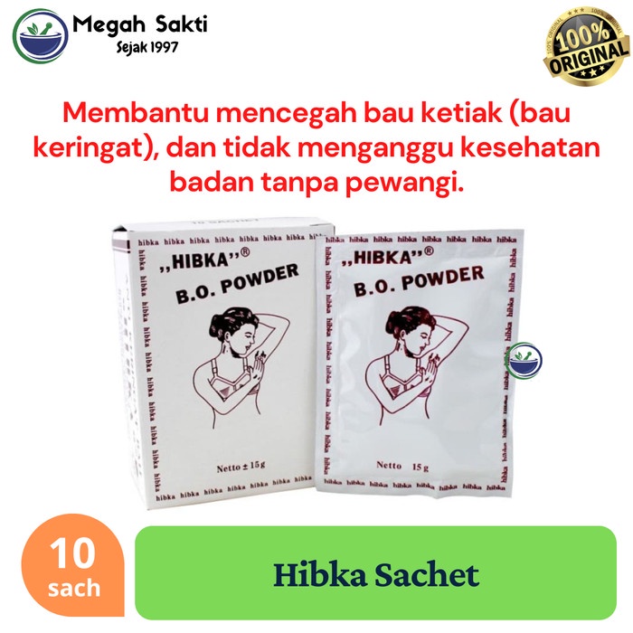 

Hibka 10 Sachet - Bedak Khusus Anti Keringat Mencegah Bau Ketiak Alami