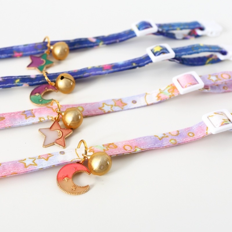 ★〓YUFeiPet〓★ Pet Cats and Dogs Adjustable Moon Stars Bell Collar Cats and Dogs Rabbit Safety Buckle Bell Collar Pet Accessories