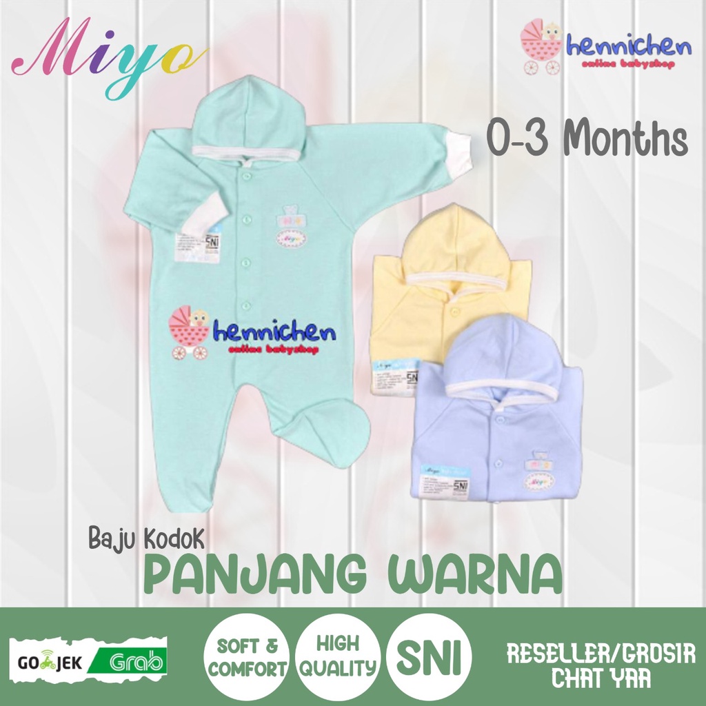 MIYO by libby Baju Kodok Panjang Topi Tutup Kaki Bayi Warna Newborn (0-3M) SNI