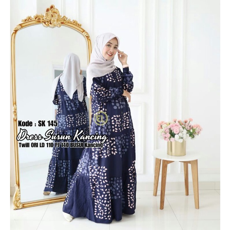 Gamis twill ori Elzhaf / Dress Susun Kancing