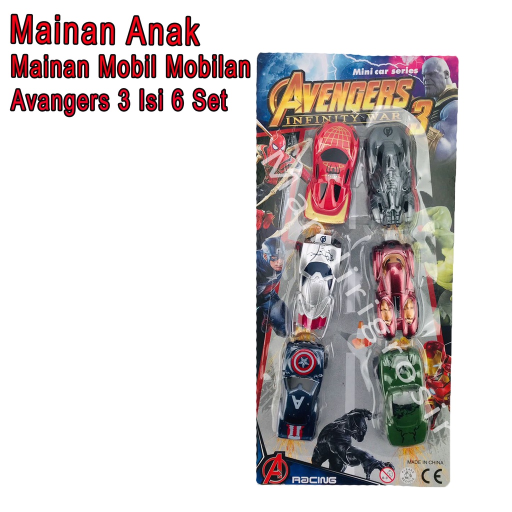 Mainan Mobil Mobilan * Mainan Anak * Avangers 3 Isi 6 Set