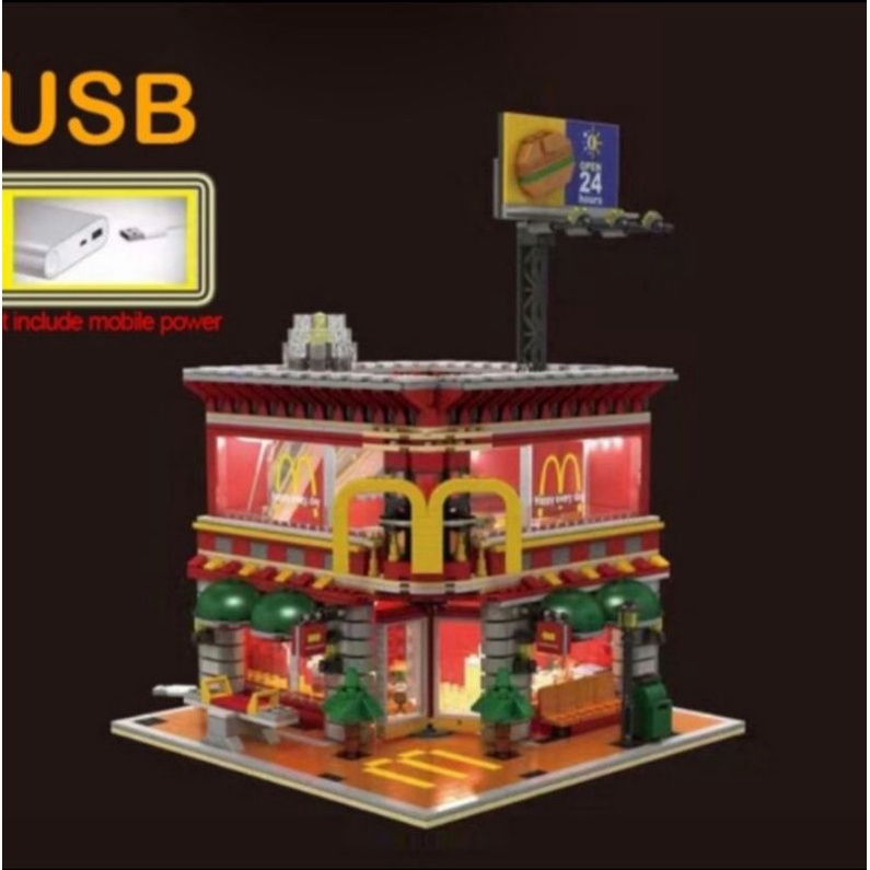 Mainan Sembo Block MC Donald 4in1  6901 jumbo dengan lampu LED