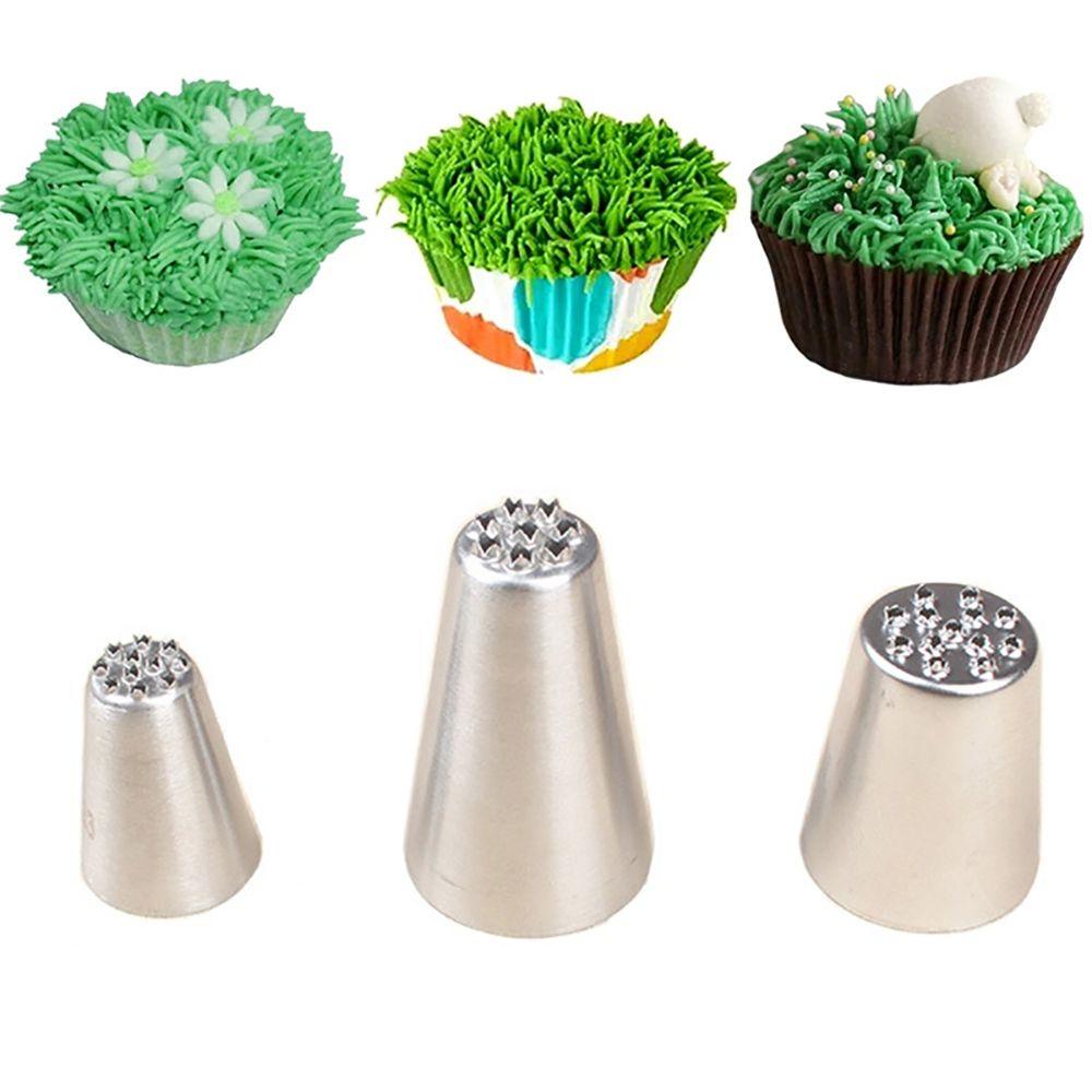 Suyo 3PCS Nozzle Icing Bentuk Rumput Rusia Untuk Dekorasi Kue / Cupcake