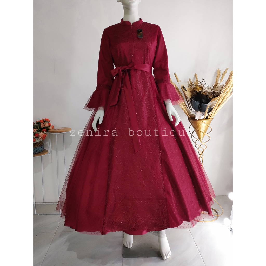 QUEEN ELIZA GAUN pesta pengantin mewah tulle bordir dan tulle dot / baju kondangan / prewedding / lamaran / wisuda / wedding bisa dipesan couple / tersedia ukuran kecil hingga jumbo