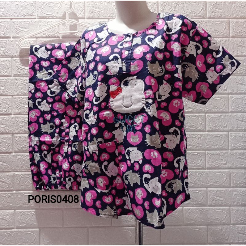 Baju Tidur Piyama HOKI CP Katun wanita (love cat 1)