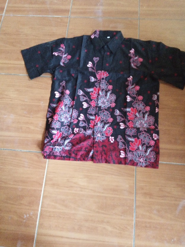 Batik Couple Keluarga - Sania Ruffle Ori Ndoro Jowi Dnt -motif Sakura Merah
