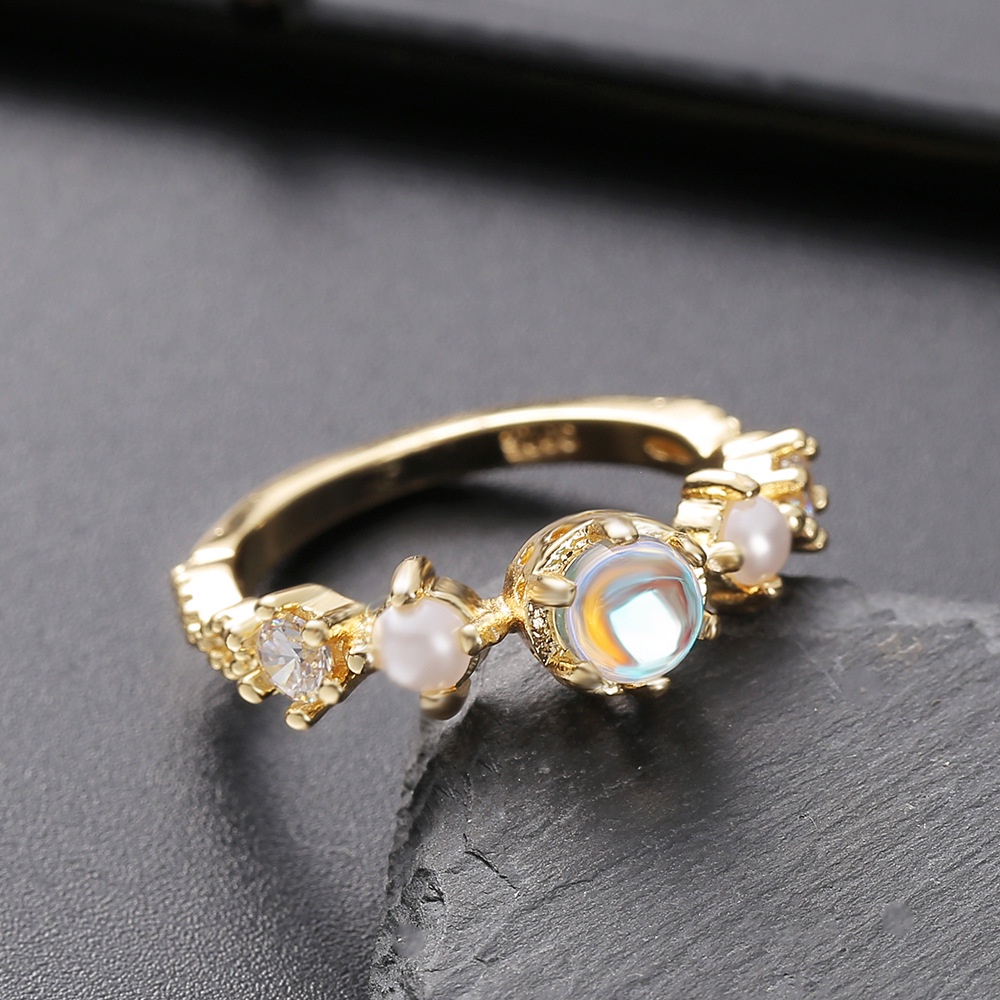 cincin perak 925 asli untuk wanita Dengan Batu Moonstone