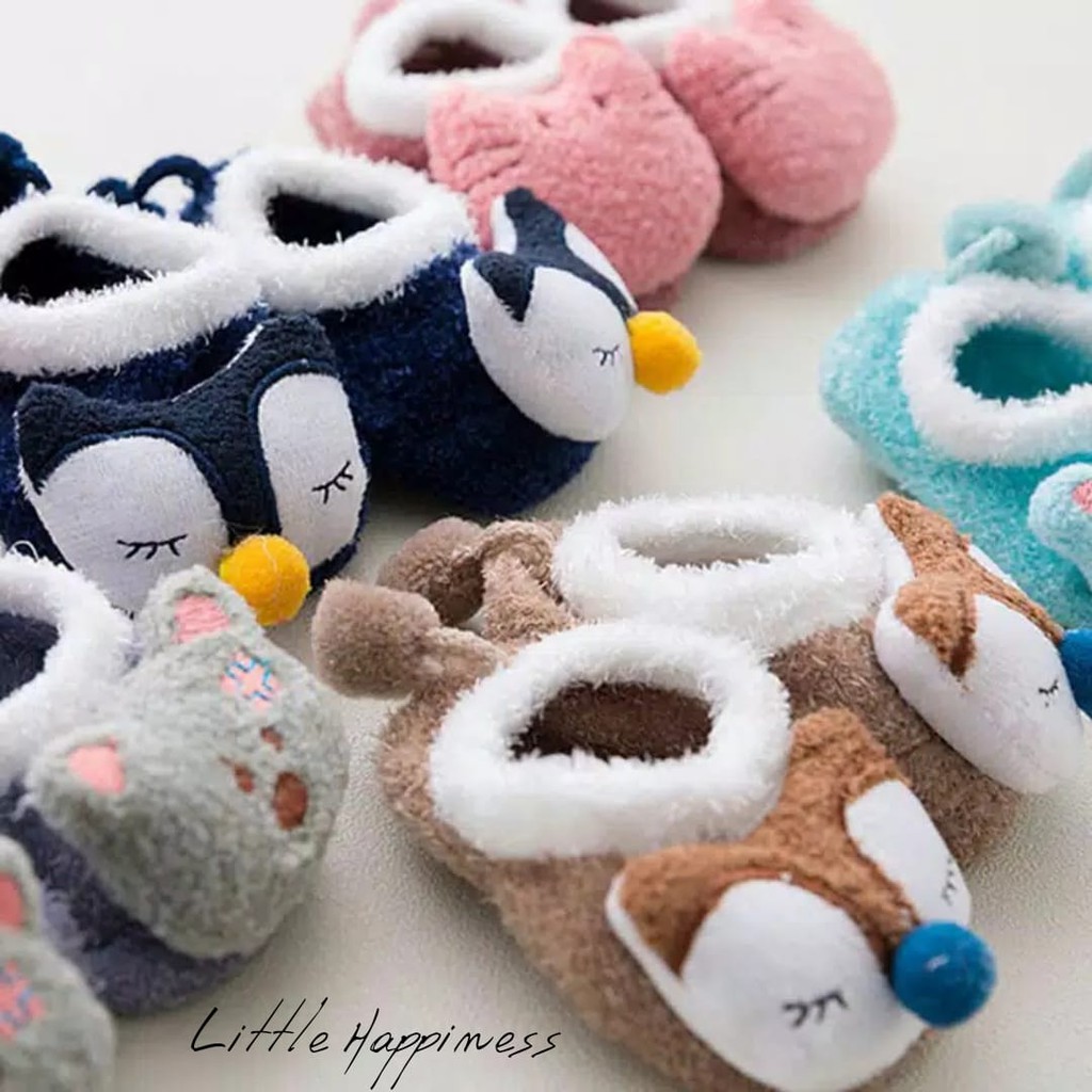 Kaos Kaki Fleece Bayi Fluffy Bulu Lembut Anti Slip Socks Motif Cute / Kaos Kaki Bayi Import