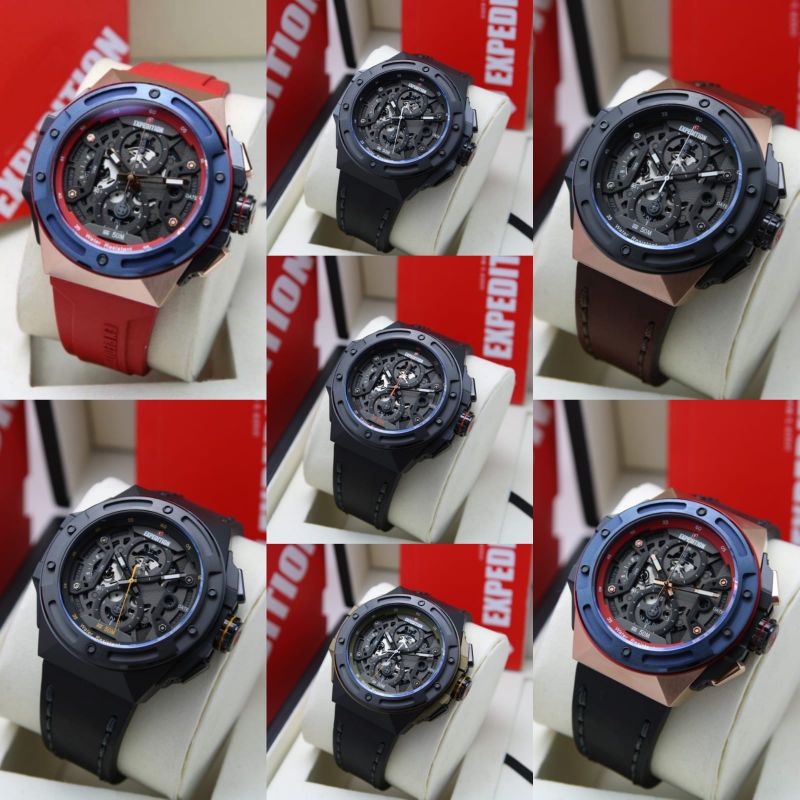 Expedition E 6818 / E6818 Jam Tangan Rubber / kulit Pria Original Garansi Resmi 1 Tahun