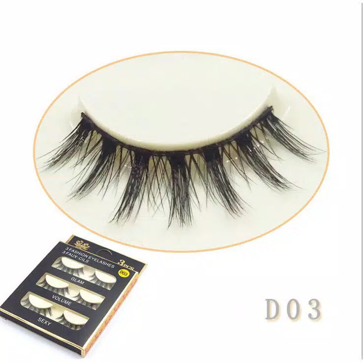 Bulu Mata Palsu 3D 3 Pasang Tebal Natural Lembut Panjang Eyelash Thick