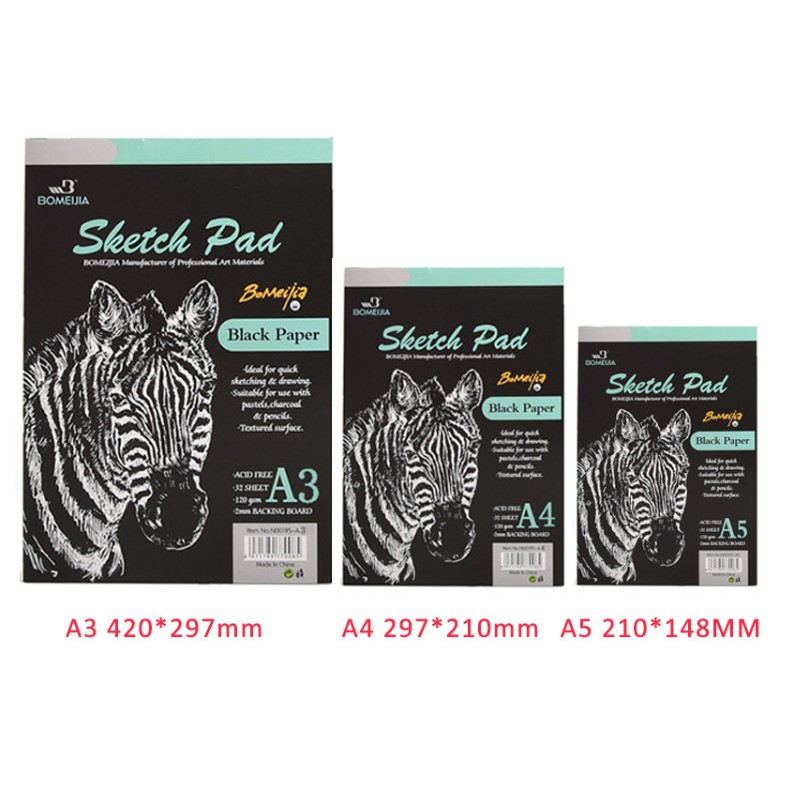 

Bomeijia Sketch Pad Black Paper A4 / Buku Sketsa
