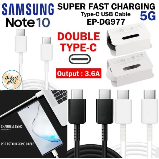 KABEL DATA USB-C TO TYPE C CABLE SAMNOTE 10 SUPER FAST CHARGING EP-DG977