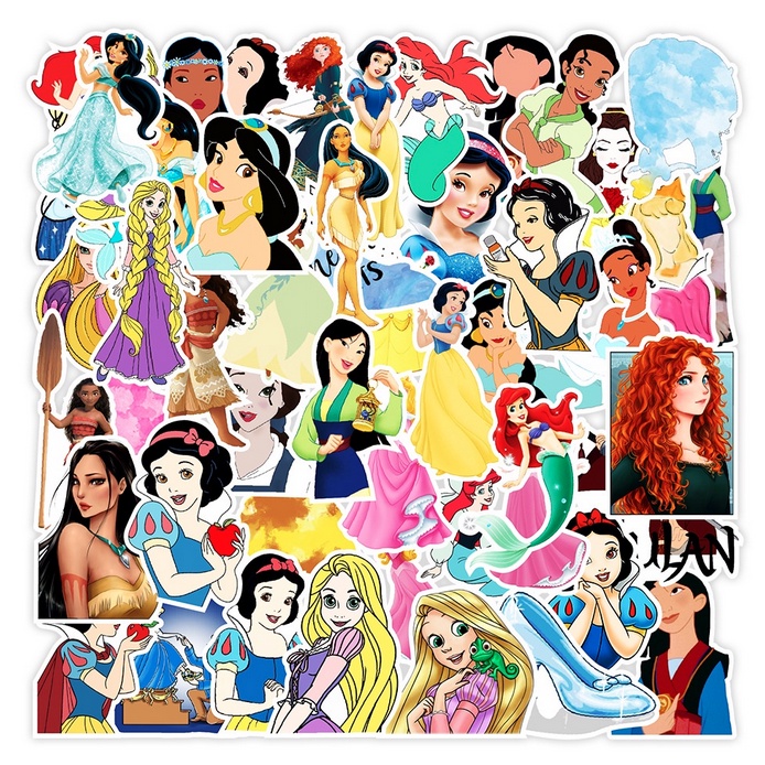 A6016 STICKER 10PCS (DISNEY PRINCESS) anti air notebook scrapbook label tempel motif kartun superhero super hero unik lucu atk alat tulis kantor murah viral termurah kartun komputer leptop handphone hp smartphone koper laptop tembok kulkas disney anime