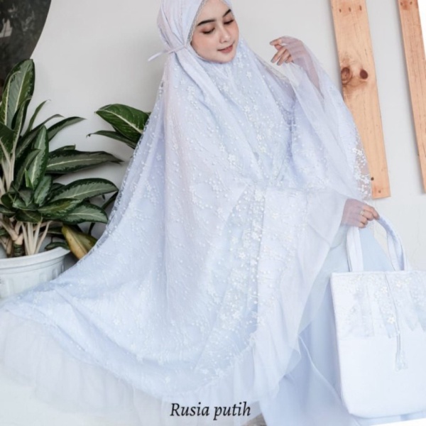 MUKENA RUSIA DALANOVA - Putih dewasa Berkualitas