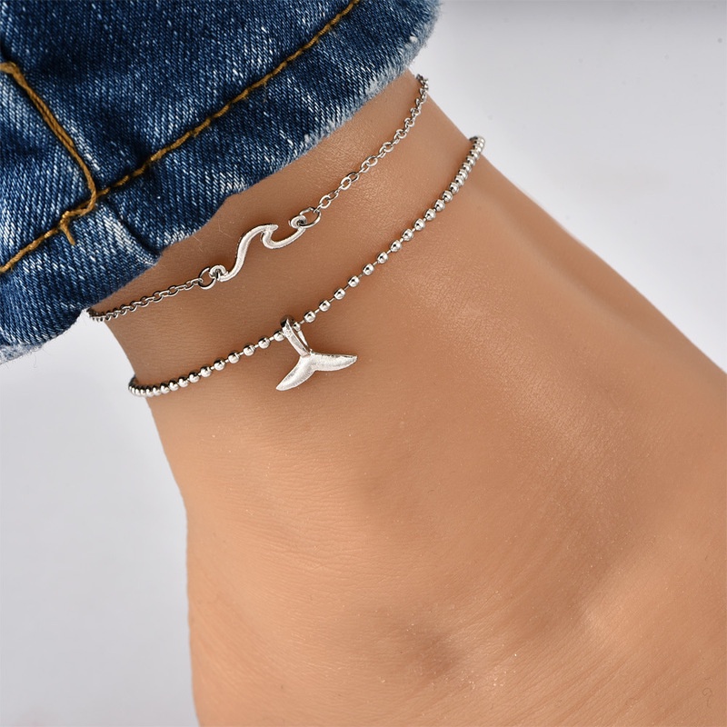 Gelang Kaki Double Layer Adjustable Gaya Bohemian Untuk Wanita