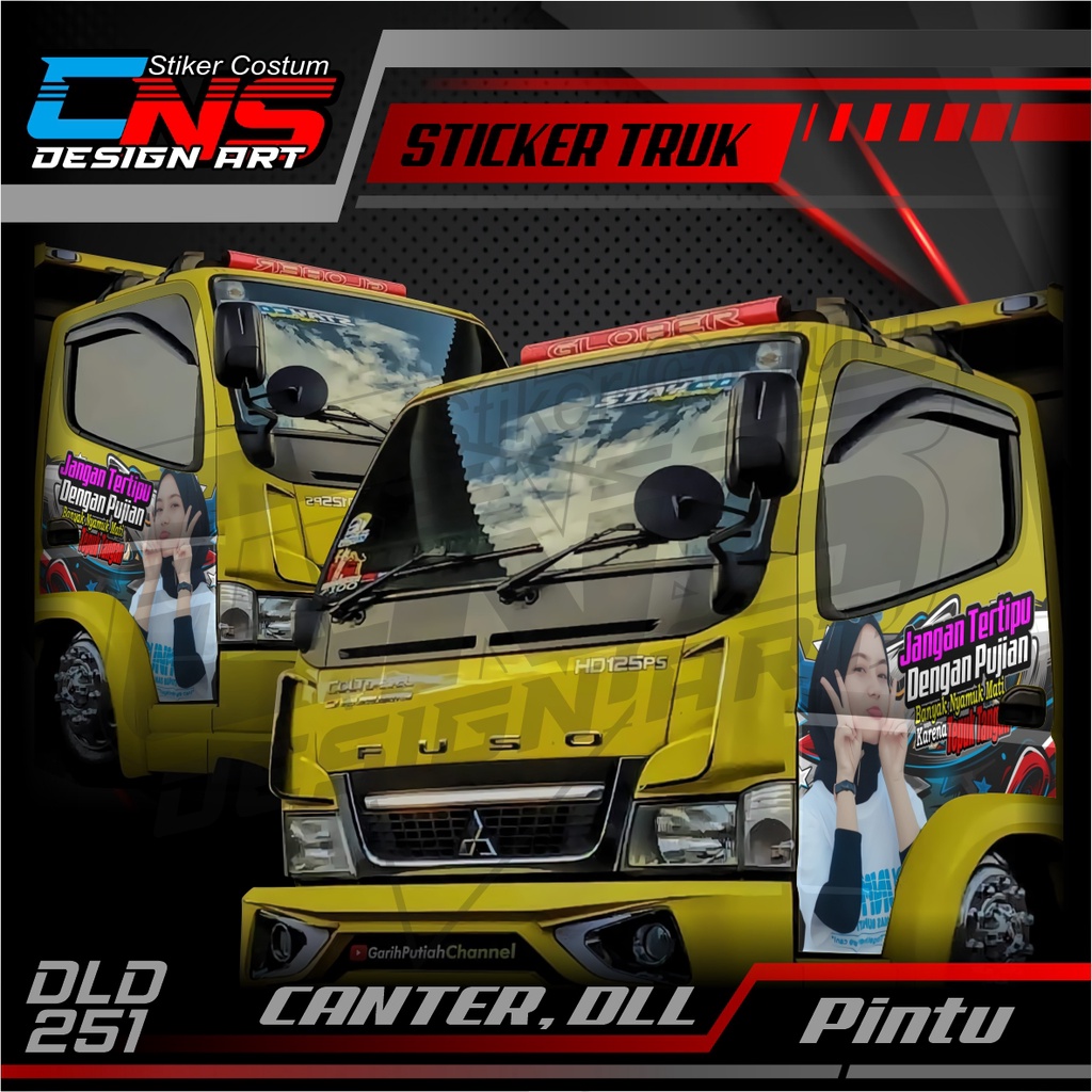 Stiker Pintu Depan CANTER Kanan Kiri Custom Foto Cewek Cantik Hijab Vector Seksi Bisa Request Foto &