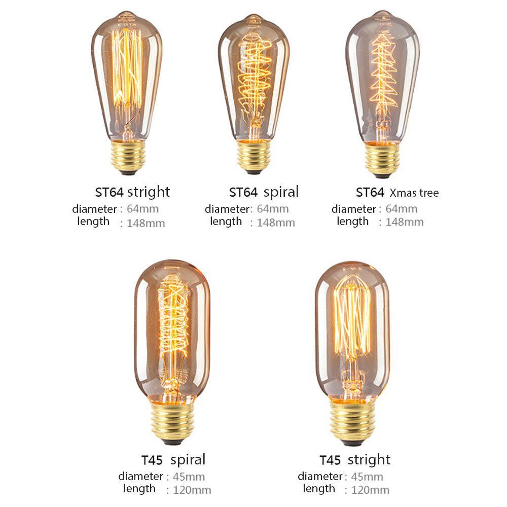 QUINTON Bohlam Pijar 1pcs E27 Aman Retro Spiral/Stright Filament Warm Lights Alat Lampu