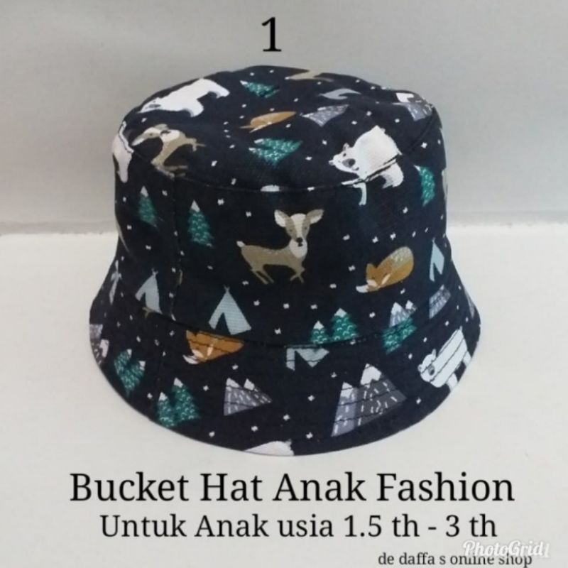 Topi Bucket Hat Anak Fashion Full Print  Kanvas Aneka Motif Fisherman