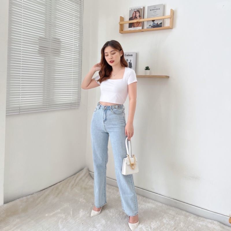 Celana Jeans Panjang Wanita Import Loose Jeans Celana Jeans High Waist (1854)